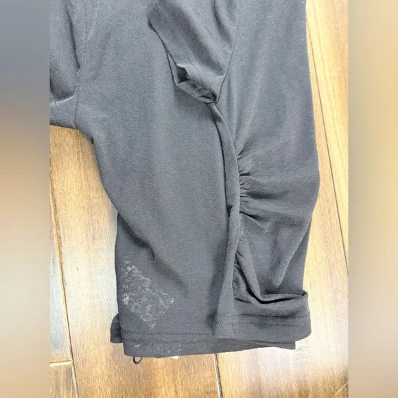 NWT Cider size XXS Sheer Black Short Sleeve Ruched Side Top Cowl Neck Grunge - Picture 5 of 5